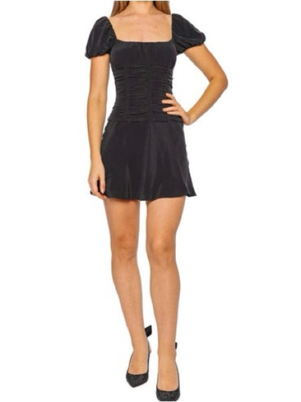 NWT STAUD Elba Silk Mini Dress black